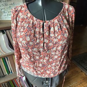 Lucky Brand floral lightweight boho peasant blouse